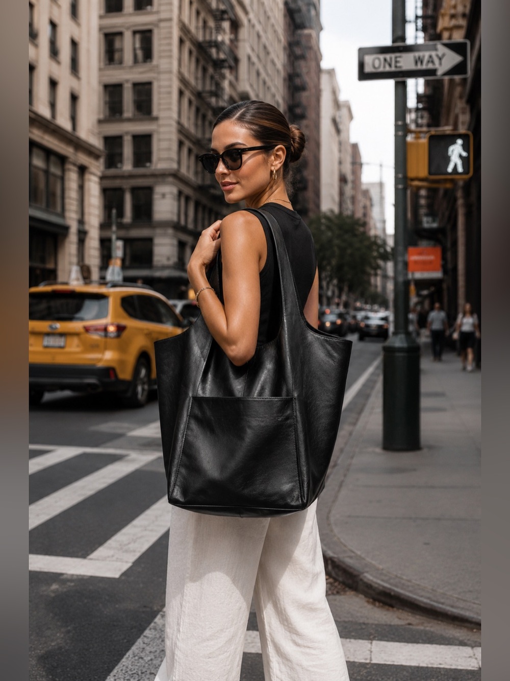NEW! Oversized Black Vegan Leather Tote Bag | Large Shoulder Shopper Purse